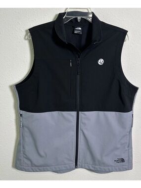 North Face Castle Rock Soft Shell Women’s XL Vest Black Gray Full Zip CLA Logo